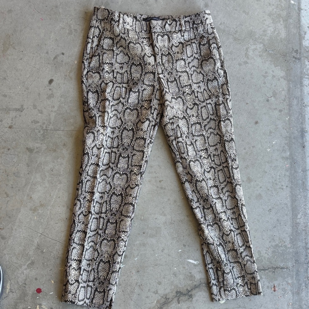 Zara Women's Snake Print Trousers - Black and White